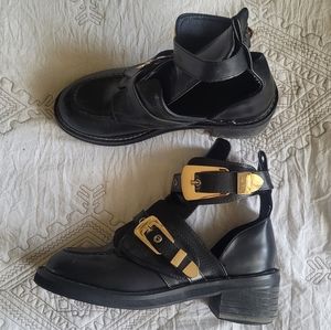 Buckle Ankle Boots with gold hardware.